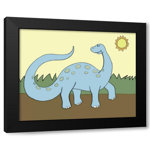 Prehistoric Playtime IV Black Modern Wood Framed Art Print with Double Matting by Ilosky, Pam