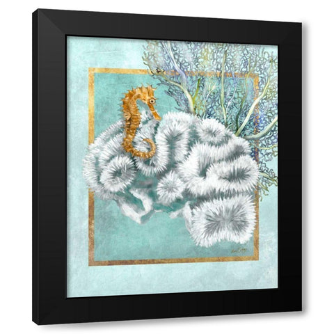 Coral and Seahorse Black Modern Wood Framed Art Print with Double Matting by Schory, Lori