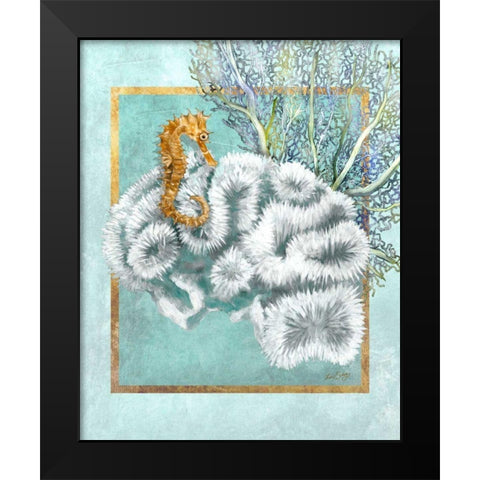 Coral and Seahorse Black Modern Wood Framed Art Print by Schory, Lori