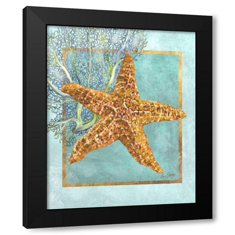 Starfish and Coral Black Modern Wood Framed Art Print with Double Matting by Schory, Lori