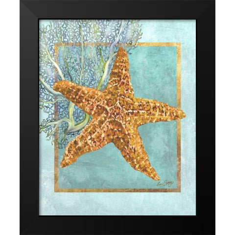 Starfish and Coral Black Modern Wood Framed Art Print by Schory, Lori