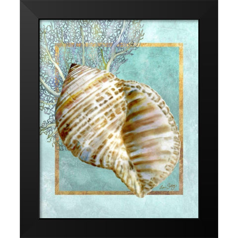 Turban Shell and Coral Black Modern Wood Framed Art Print by Schory, Lori