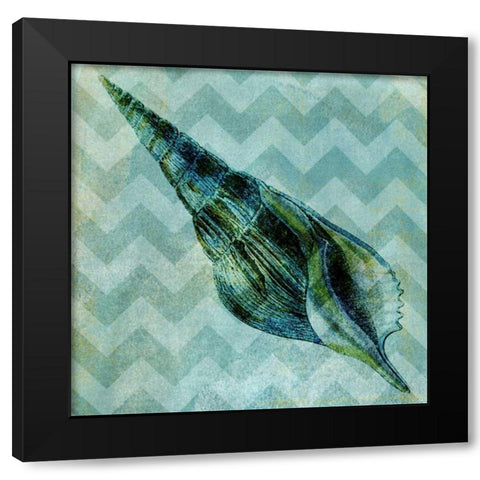 Chevron Shell V Black Modern Wood Framed Art Print with Double Matting by Vision Studio