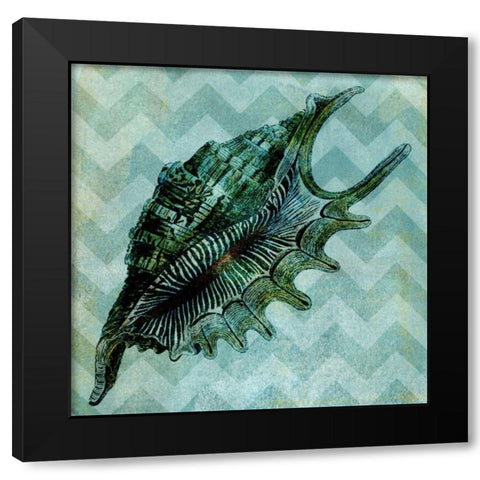 Chevron Shell VII Black Modern Wood Framed Art Print with Double Matting by Vision Studio