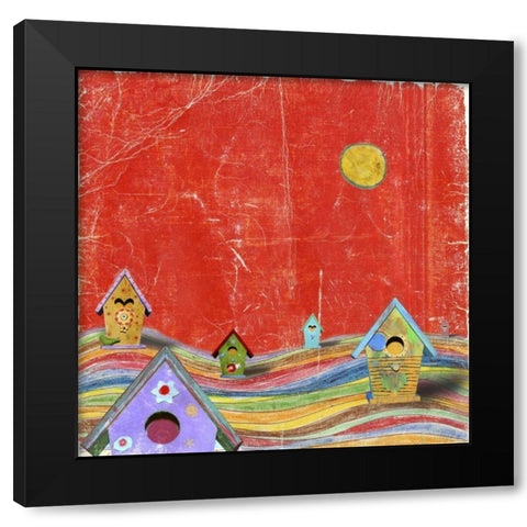 Feathers, Dots and Stripes X Black Modern Wood Framed Art Print with Double Matting by Blixt, Ingrid