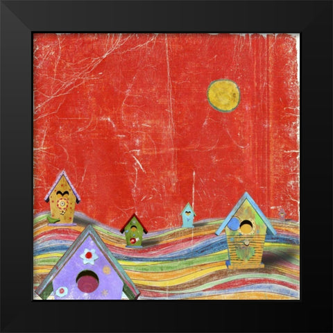 Feathers, Dots and Stripes X Black Modern Wood Framed Art Print by Blixt, Ingrid