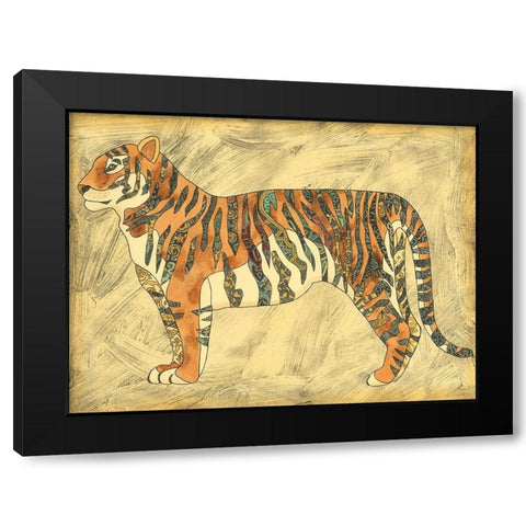 Royal Tiger Black Modern Wood Framed Art Print with Double Matting by Zarris, Chariklia