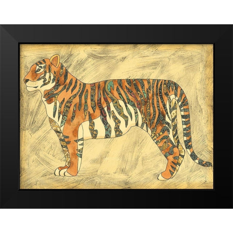 Royal Tiger Black Modern Wood Framed Art Print by Zarris, Chariklia