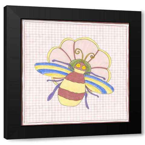 Silhouette on Pink Gingham I Black Modern Wood Framed Art Print with Double Matting by Slocum, Nancy