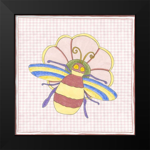 Silhouette on Pink Gingham I Black Modern Wood Framed Art Print by Slocum, Nancy