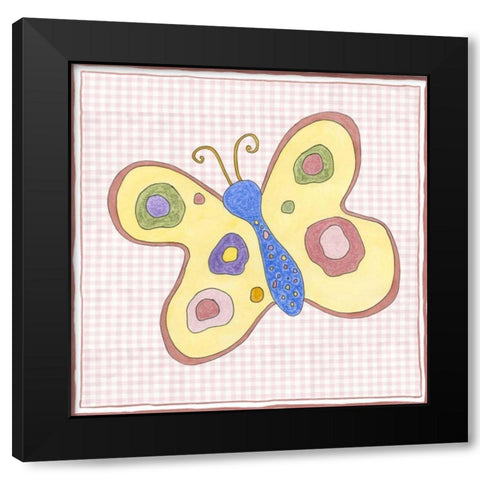 Silhouette on Pink Gingham II Black Modern Wood Framed Art Print with Double Matting by Slocum, Nancy