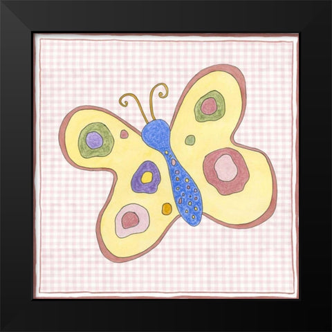 Silhouette on Pink Gingham II Black Modern Wood Framed Art Print by Slocum, Nancy