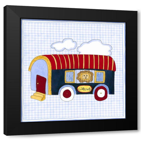 Silhouette on Blue Gingham II Black Modern Wood Framed Art Print with Double Matting by Slocum, Nancy