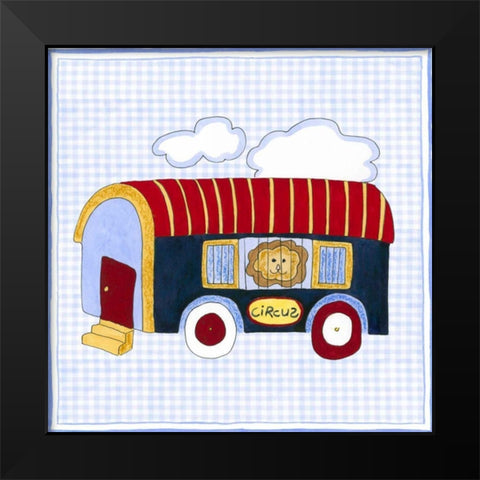 Silhouette on Blue Gingham II Black Modern Wood Framed Art Print by Slocum, Nancy