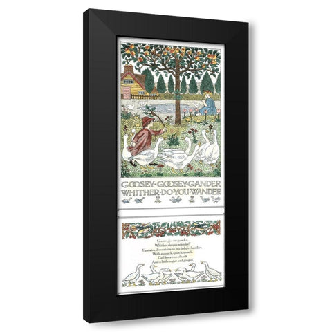 Goosey, Goosey Gander Black Modern Wood Framed Art Print with Double Matting by Bedford, Francis D.