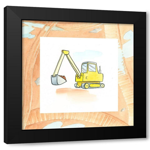 Charlies Backhoe Black Modern Wood Framed Art Print with Double Matting by Swinford, Charles