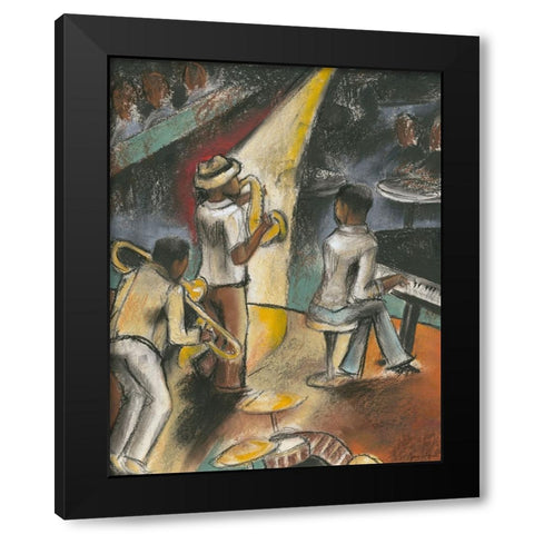 Jazz Riff Black Modern Wood Framed Art Print with Double Matting by Goldberger, Jennifer