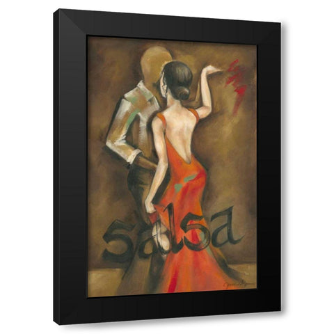 Salsa  Black Modern Wood Framed Art Print with Double Matting by Goldberger, Jennifer