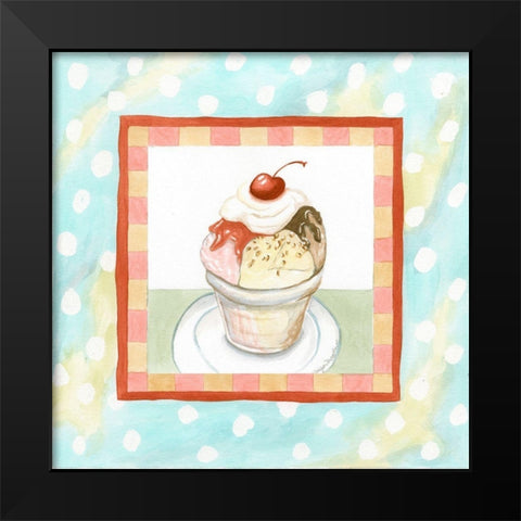 Ice Cream Sundae Black Modern Wood Framed Art Print by Meagher, Megan