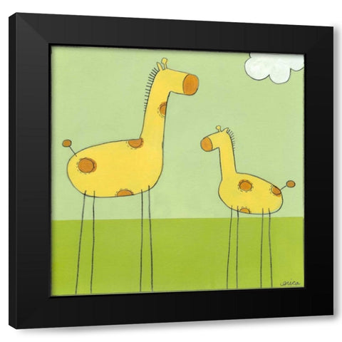 Stick-leg Giraffe I Black Modern Wood Framed Art Print by Vess, June Erica