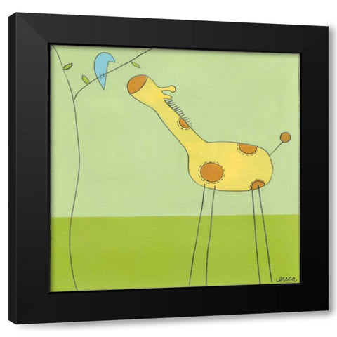 Stick-leg Giraffe II Black Modern Wood Framed Art Print with Double Matting by Vess, June Erica