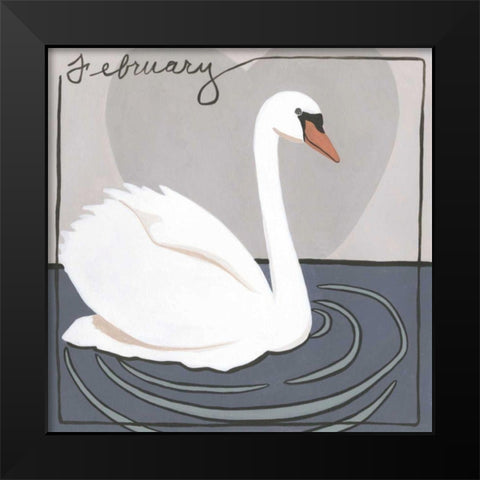 Avian February Black Modern Wood Framed Art Print by Meagher, Megan