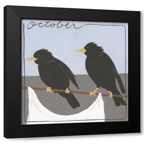 Avian October Black Modern Wood Framed Art Print with Double Matting by Meagher, Megan