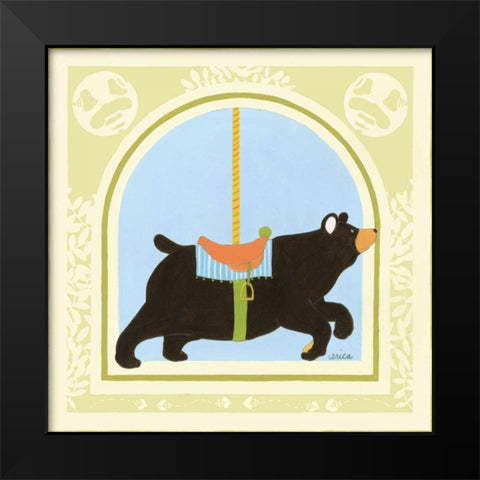 Bear Carousel Black Modern Wood Framed Art Print by Vess, June Erica