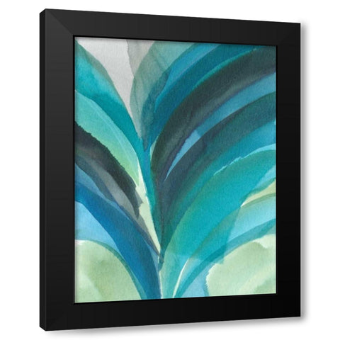 Big Blue Leaf II Black Modern Wood Framed Art Print by Fuchs, Jodi