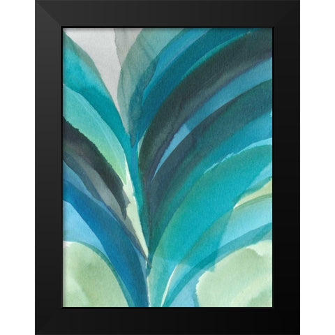 Big Blue Leaf II Black Modern Wood Framed Art Print by Fuchs, Jodi