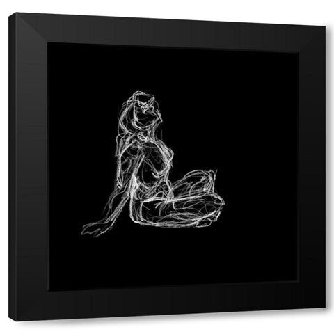 Figure Study on Black II Black Modern Wood Framed Art Print with Double Matting by Swinford, Charles