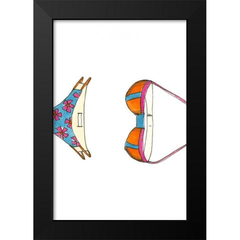 Beach Bikini III Black Modern Wood Framed Art Print by Goldberger, Jennifer