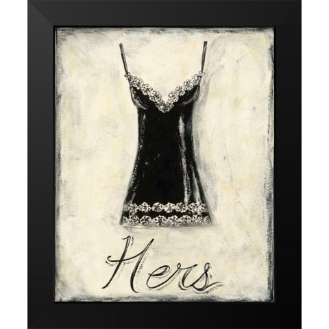 Hers- French Lace Black Modern Wood Framed Art Print by Zarris, Chariklia