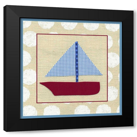 EJs Sailboat Black Modern Wood Framed Art Print by Zarris, Chariklia