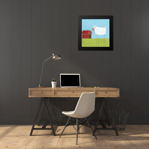 Stick-leg Sheep II Black Modern Wood Framed Art Print by Vess, June Erica
