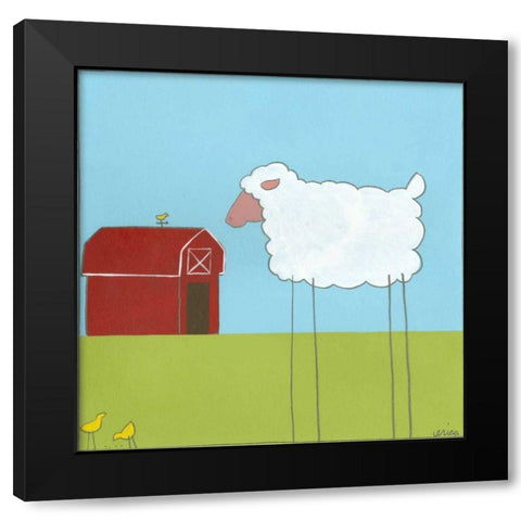 Stick-leg Sheep II Black Modern Wood Framed Art Print with Double Matting by Vess, June Erica
