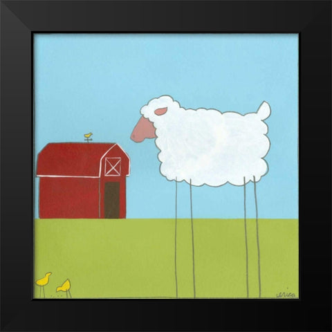Stick-leg Sheep II Black Modern Wood Framed Art Print by Vess, June Erica