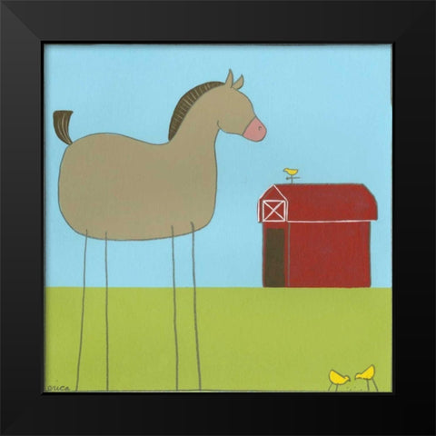 Stick-leg Horse I Black Modern Wood Framed Art Print by Vess, June Erica