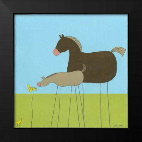 Stick-leg Horse II Black Modern Wood Framed Art Print by Vess, June Erica