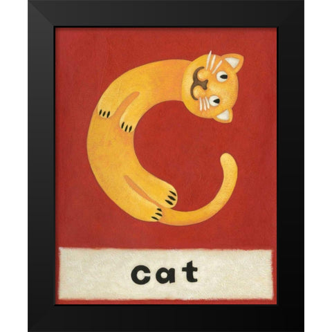 C is for Cat Black Modern Wood Framed Art Print by Zarris, Chariklia
