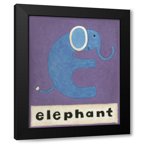 E is for Elephant Black Modern Wood Framed Art Print by Zarris, Chariklia