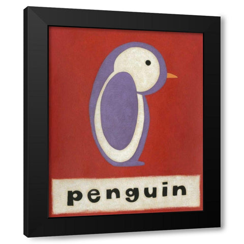 P is for Penguin Black Modern Wood Framed Art Print with Double Matting by Zarris, Chariklia