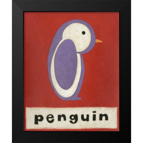 P is for Penguin Black Modern Wood Framed Art Print by Zarris, Chariklia