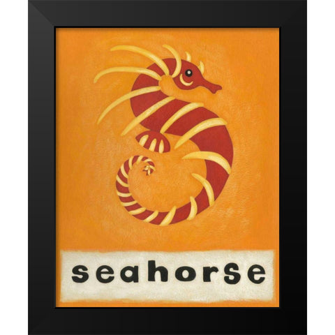 S is for Seahorse Black Modern Wood Framed Art Print by Zarris, Chariklia