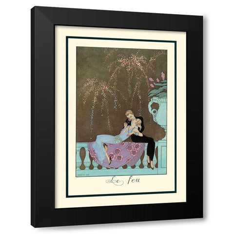 Le Feu Black Modern Wood Framed Art Print by Barbier, George