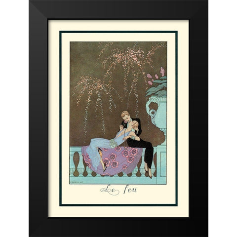 Le Feu Black Modern Wood Framed Art Print by Barbier, George