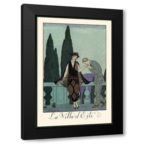La Villa dEste Black Modern Wood Framed Art Print with Double Matting by Barbier, George