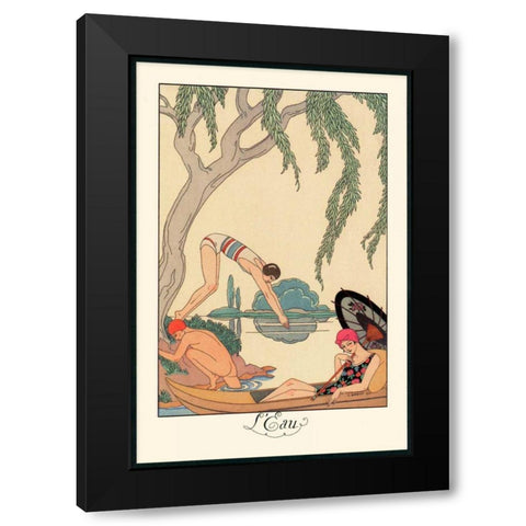 LEau Black Modern Wood Framed Art Print with Double Matting by Barbier, George
