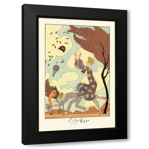 LAir Black Modern Wood Framed Art Print by Barbier, George