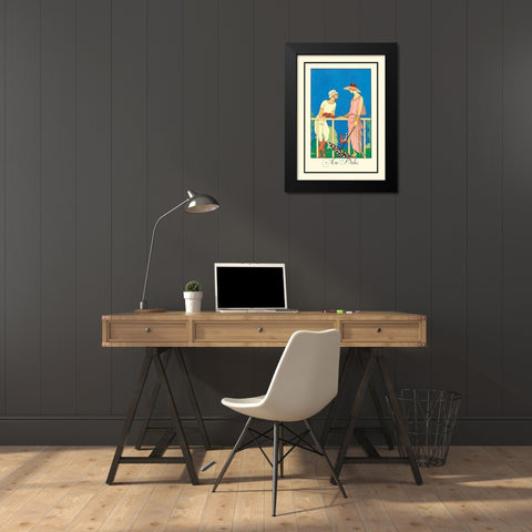 Au Polo Black Modern Wood Framed Art Print by Barbier, George